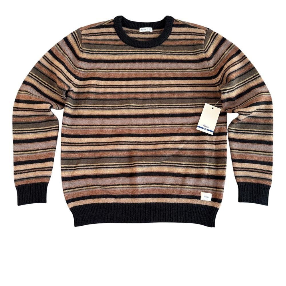 Katin XL 18-20 Brown Multi Striped Hitch Youth Boys Crewneck Sweater NWT